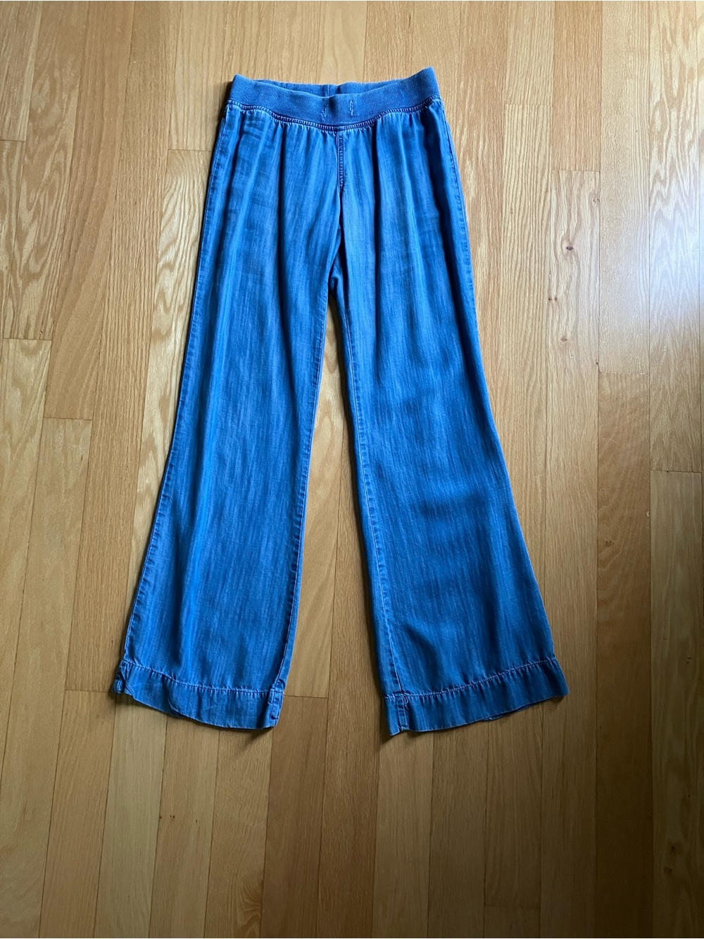 cloth & stone Blue Wide-Leg Pull-On Chambray Jeans